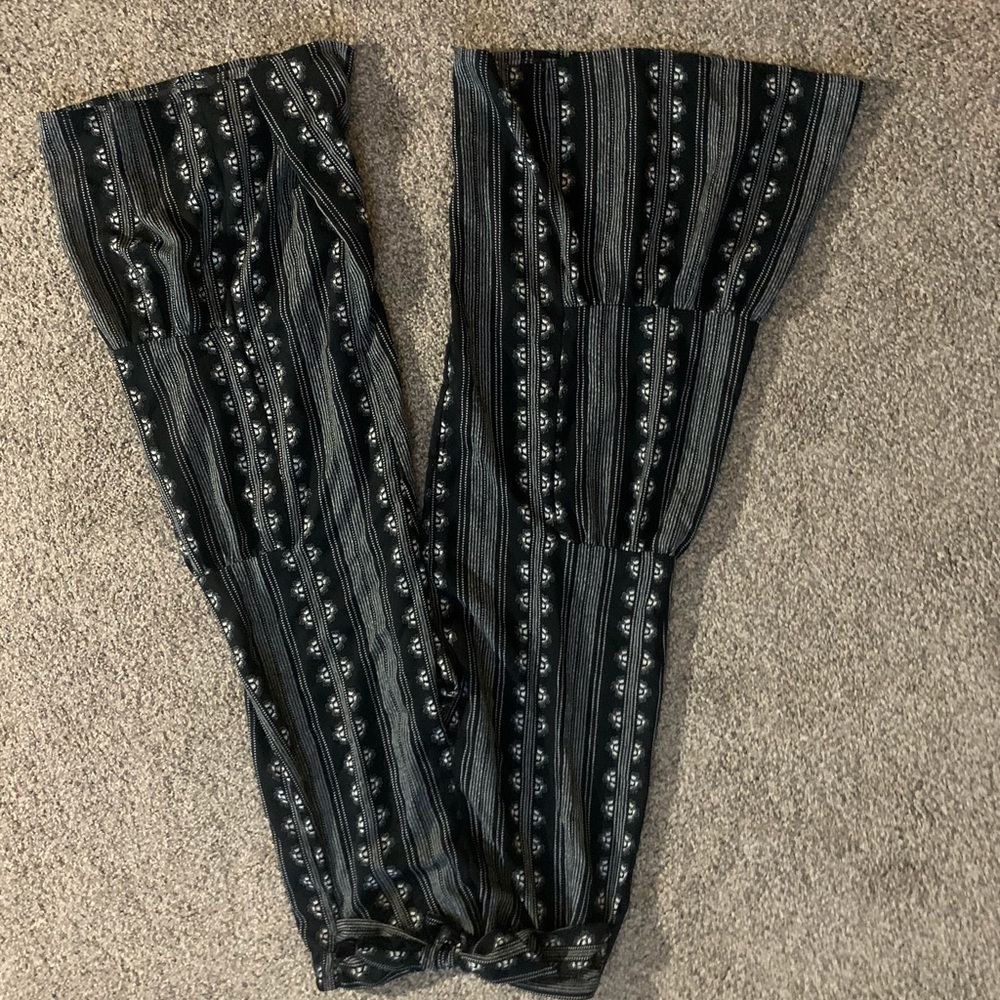 High waisted paper bag bell bottom pants